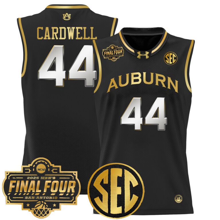 Men Auburn Tigers #44 Cardwell black 2025 Final Four Patch Lightweight  NCAA Jersey->ncaa teams->NCAA Jersey
